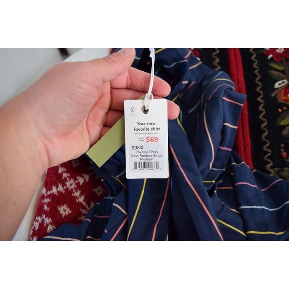 Marine Layer Roxanne Maxi Dress in Blue Striped Medium Sleeveless New Rainbow - Picture 6 of 6